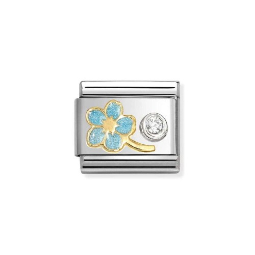 Element Link Nomination Composable Gold & Silver Niebieska Niezapominajka 630302/09