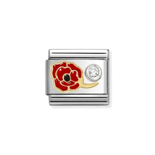 Element Link Nomination Composable Gold & Silver Czerwony Mak 630302/11