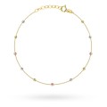 Bransoletka złota z delikatnymi diamentowanymi kuleczkami w trzech kolorach złota (Gramatura: 0.77)
