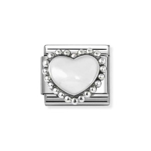 Element Link Nomination Composable Silver Białe serce 330204/36