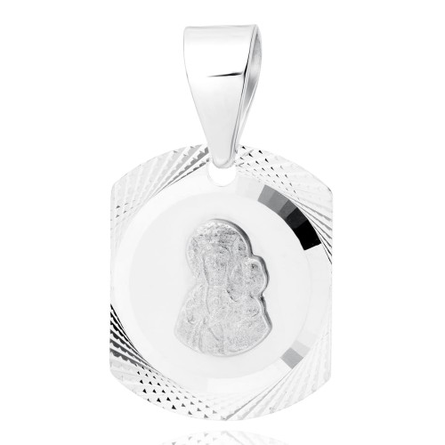 Srebrna zawieszka medalik Matka Boska Częstochowska SL-M0239R