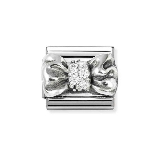 Element Link Nomination Composable Silver Kokardka z cyrkoniami 330323/11