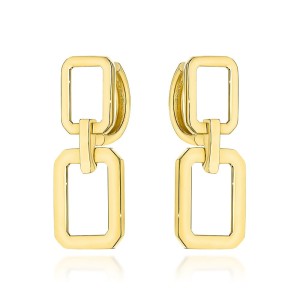 Kolczyki złote prostokąty na kreolu