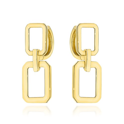 Kolczyki złote prostokąty na kreolu