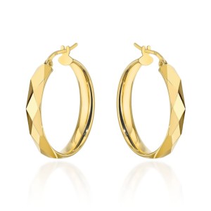 Kolczyki złote kółka zdobione diamentowaniem