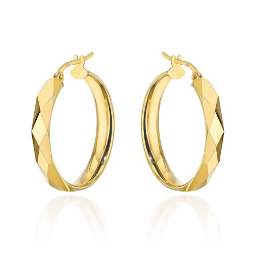 Kolczyki złote kółka zdobione diamentowaniem