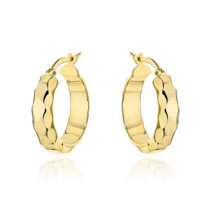 Kolczyki złote kółka z diamentowaniem