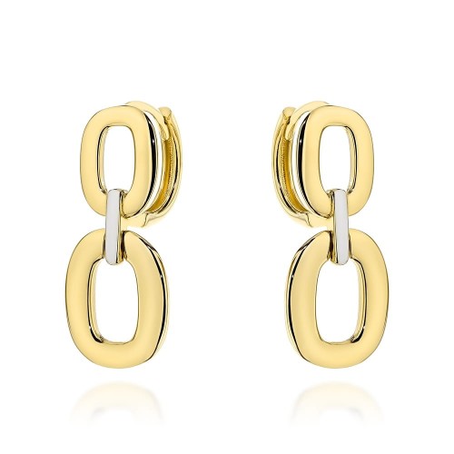 Kolczyki złote owale zdobione białym złotem na kreolu