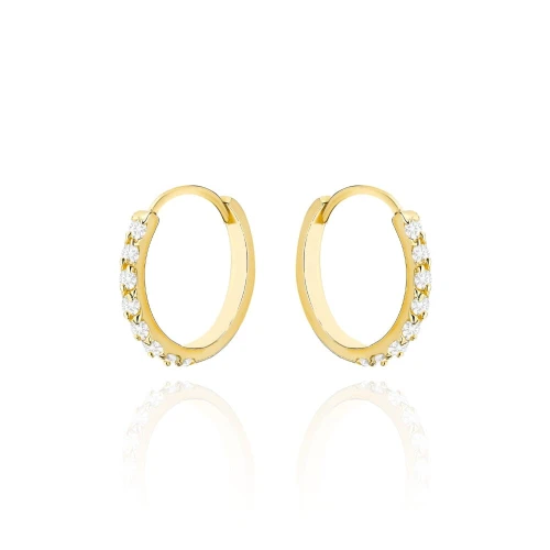 Kolczyki złote z cyrkoniami na kreolu małe