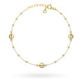 Bransoletka złota duże gładkie i małe diamentowane kulki na nogę (Gramatura: 1.88)