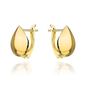 Kolczyki złote szerokie łezki na angielskim zapięciu