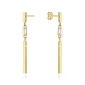 Kolczyki złote wiszące pałeczki z białym kamieniem (Gramatura: 1.33)