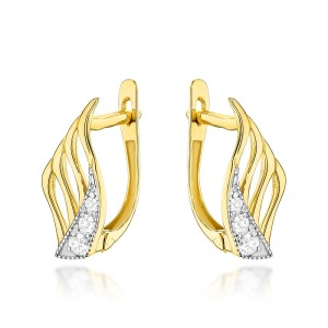 Kolczyki złote skrzydła zdobione cyrkoniami