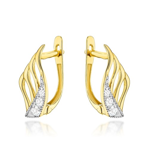 Kolczyki złote skrzydła zdobione cyrkoniami