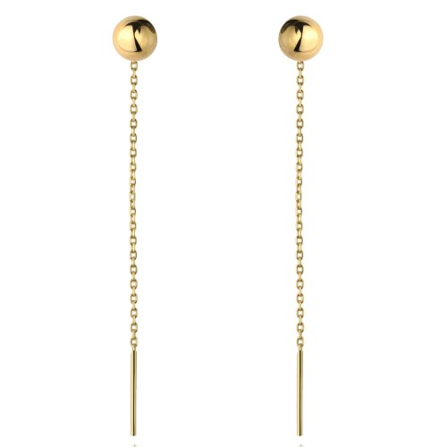 Kolczyki złote przewlekane z gładką kuleczką