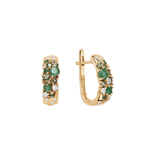 Złote kolczyki Verona z szmaragdami, granatami i peridotami BB-Z-000-Y02-20589