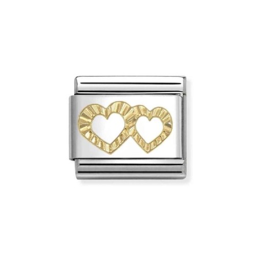 Element Link Nomination Composable Gold dwa diamentowane serca 030149/64