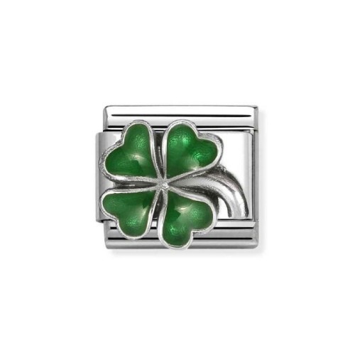 Element Link Nomination Composable Silver zielona koniczynka 330204/42