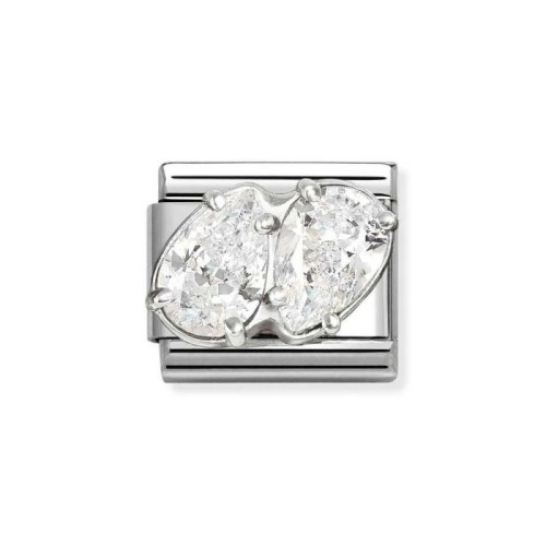 Element Link Nomination Composable Silver  dwie białe cyrkonie 330329/09