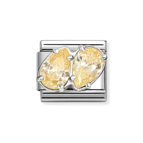 Element Link Nomination Composable Silver dwie żółte cyrkonie 330329/15