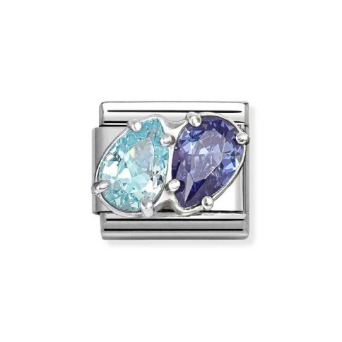 Element Link Nomination Composable Silver jasnoniebieska i niebieska cyrkonia 330329/18