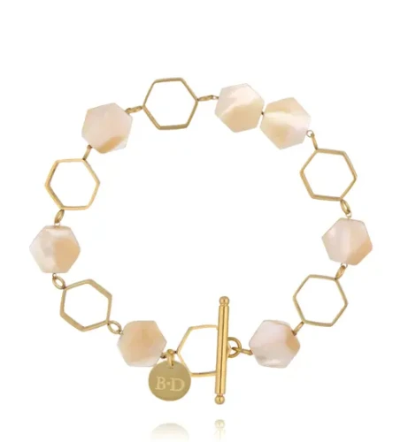 Bransoletka By Dziubeka z plastrami miodu z masy perłowej BSC2288
