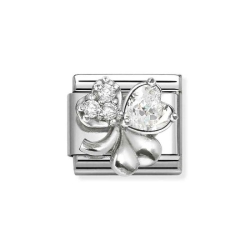 Element Link Nomination Composable Silver koniczynka z białymi cyrkoniami 330322/12