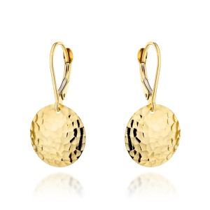 Kolczyki złote wiszące diamentowane koła 