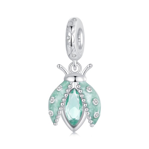Srebrny charms zawieszka Ornamo Zielona Biedronka ORSCC2772