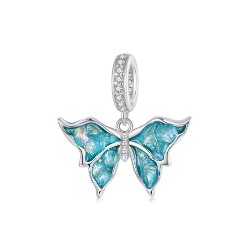 Srebrny charms zawieszka Ornamo Niebieski Motyl ORBSC982