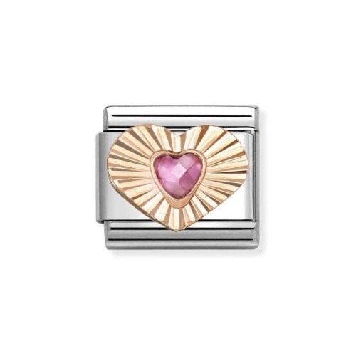 Element Link Nomination Composable Rose diamentowe serce z różową cyrkonią 430610/003