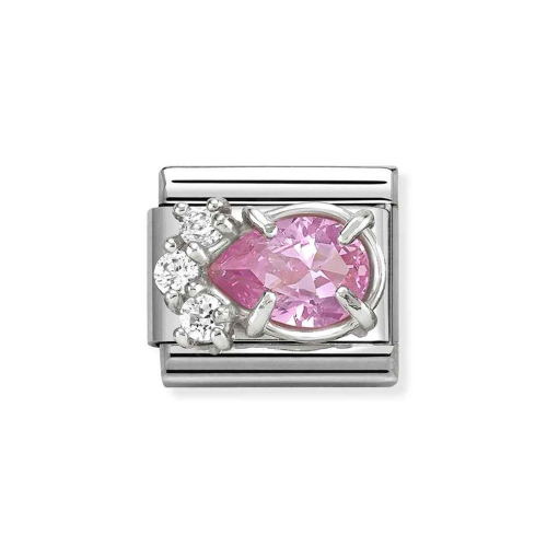 Element Link Nomination Composable Silver Różowa kropla z cyrkoniami 330329/08