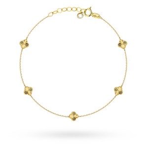 Bransoletka złota z małymi diamentowanymi koniczynkami 