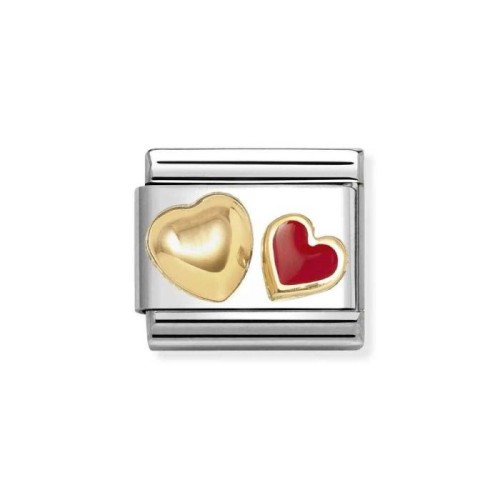 Element Link Nomination Composable Gold złote i czerwone serca 030283/32