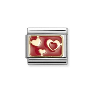 Element Link Nomination Composable Gold Serca na czerwony tle 030284/74