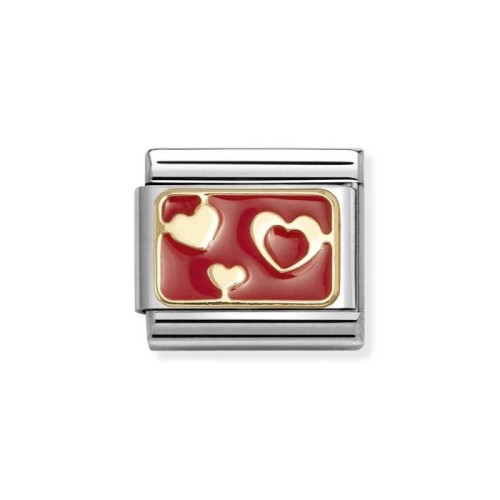 Element Link Nomination Composable Gold Serca na czerwony tle 030284/74