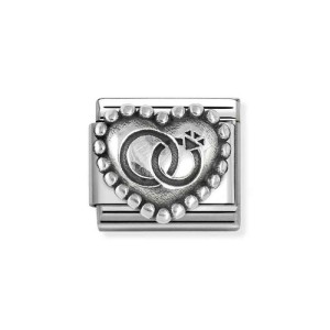 Element Link Nomination Composable Silver serce z obrączkami 330101/90