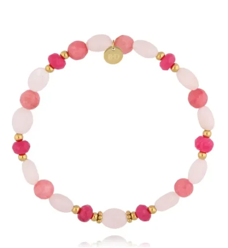 Bransoletka By Dziubeka z różowych jadeitów BSC2375