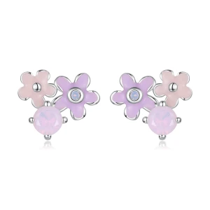 Srebrne kolczyki Ornamo Fioletowe Kwiatki ORSCE2004