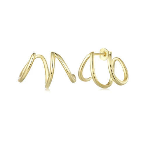 Srebrne pozłacane kolczyki Ornamo Wykręcone Pręciki ORSCE986-B