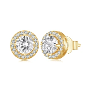 Srebrne pozłacane kolczyki Ornamo  Okrągłe z Cyrkoniami ORBSE893-B 