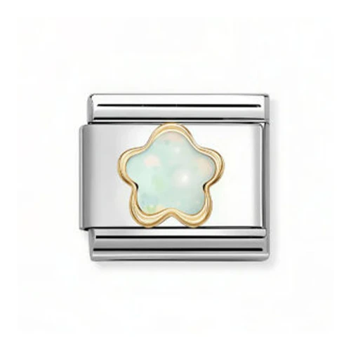 Element Link Nomination Composable Gold Koniczynka biały opal  030522/07