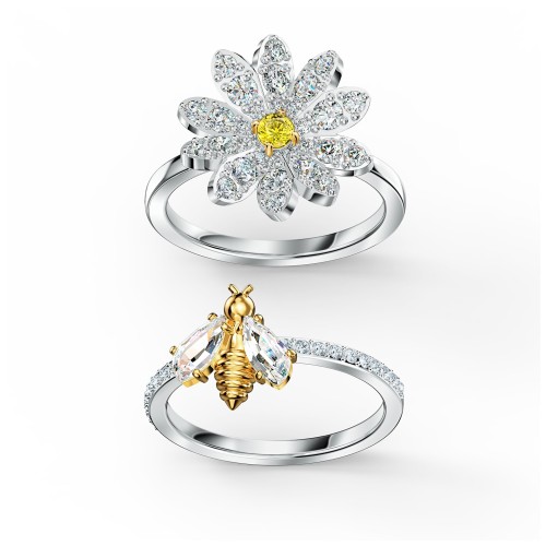 Zestaw pierścionków Swarovski Eternal Flower Ring Set, Yellow, Mixed metal finish 5512661