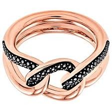Pierścionek Swarovski Lane Motif Ring, Black, Rose-gold tone plated 5448833, 5448869