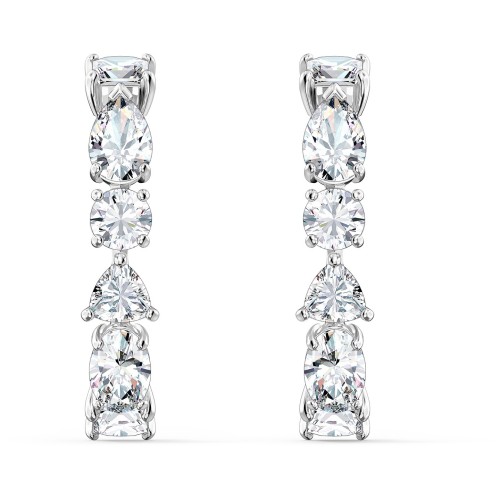 Kolczyki Swarovski Tennis Deluxe Mixed Pierced Earrings, White, Rhodium plated 5563322
