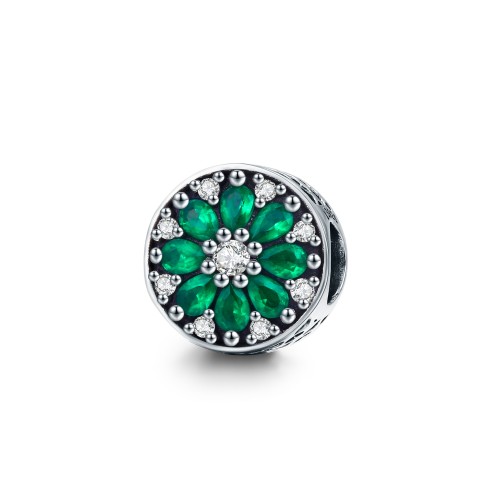 Srebrny charms Ornamo Zielony Kwiatek ORSCC629 