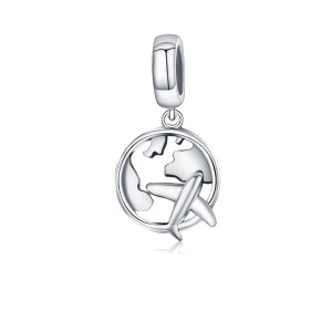 Srebrny charms zawieszka Ornamo Ziemia z Samolotem ORSCC242 