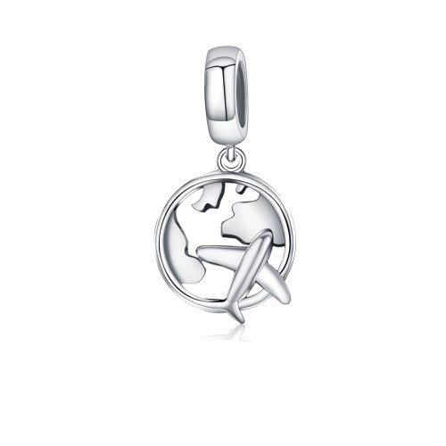 Srebrny charms zawieszka Ornamo Ziemia z Samolotem ORSCC242 