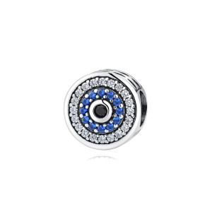 Srebrny charms Ornamo Granatowo-Czarne Oczko ORSCC092 