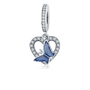 Srebrny charms zawieszka Ornamo Motyl Na Sercu ORSCC818 